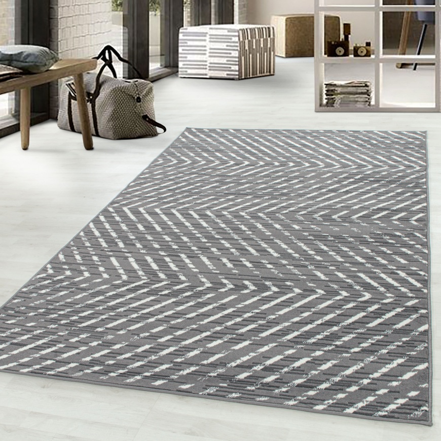 Modern Chevron Design Rug For Living Room I Stylish Grey Runner Rug 80x150cm